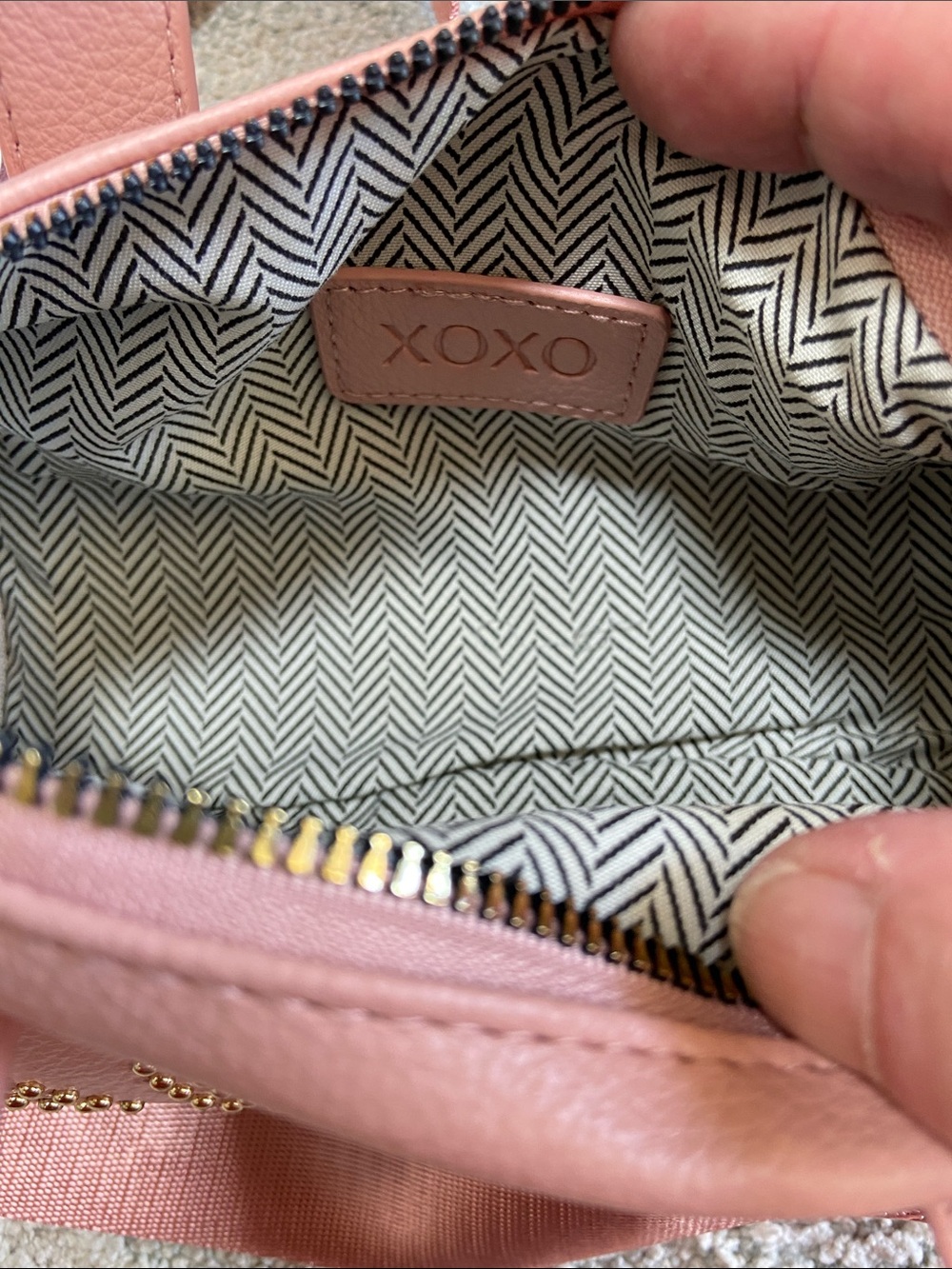 XOXO Blush Pink Studded Barrel Mini Crossbody - Picture 11 of 13